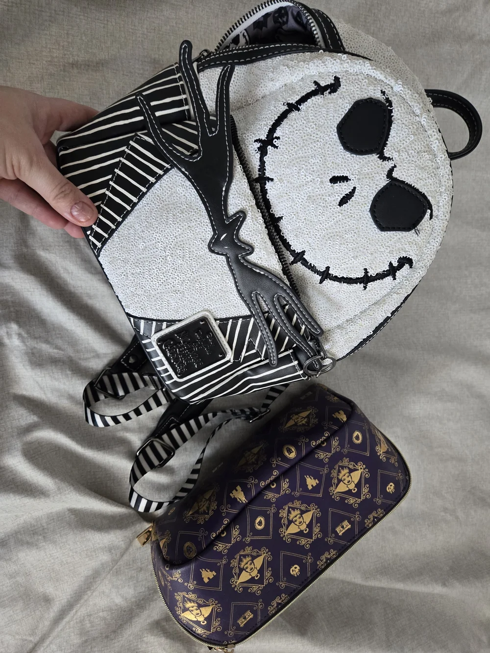 Loungefly Kids' Jack Skellington White Sequin Backpack